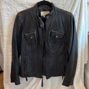 Michael Kors Brown Leather Jacket